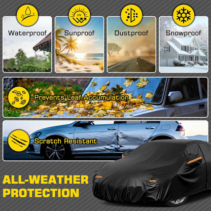 Car Cover for Kia K5 2020-2026, 6 Layers Waterproof Car Covers with Zipper Door & Windproof Bands All Weather Cover for Snow Rain Dust Hail Leaves Bird droppings Protection