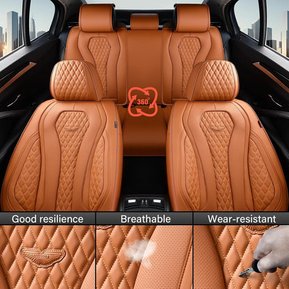 Coverado Seat Covers, Car Seat Covers Full Set, Black Car Seat Cover, Car Seat Covers Front Seats Back Seat Cover, Waterproof Car Seat Cushion, Leather Seat Covers Seat Protector Fit for Most Cars