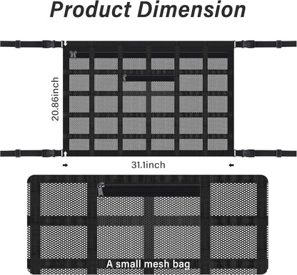 Upgrade Car Ceiling Cargo Net Pocket with Zip,Double Layers+Avoid Sagging Roof Cargo Bag for Toy,Quilts,Tickets,Universal Road Trip Essentials Car Organizers and Storage for Truck SUV