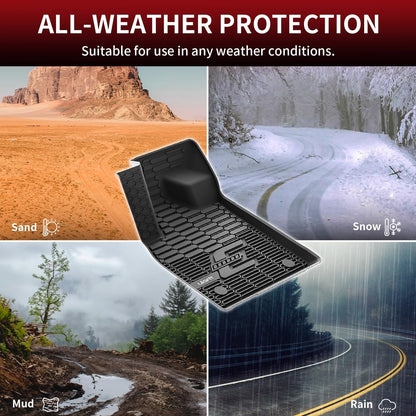 LASFIT Floor Mats for Ford F-150 2021-2026 | F150 Lightning 2022-2025 SuperCrew (Rear w/Fold Flat Storage) Carpet Floor All Weather Car Liners TPE Truck Mats - 1st and 2nd Row, 3pcs Black