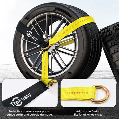 Trekassy 2" x 144" Car Tie Down Straps for Trailers, Heavy Duty Tire Tie Downs for ATV/UTV, 10000lbs Break Strength, Include 4 Axle Straps for Different Uses
