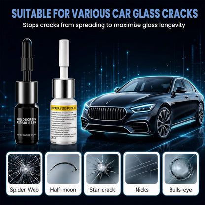 Upgraded Windshield Repair Kit for Chips & Cracks, Professional Windshield Crack Repair Kit with Type-C & UV Curing Light, Nano Car Glass Chip Repair Fluid for Star, Bulls-Eye & Long Cracks