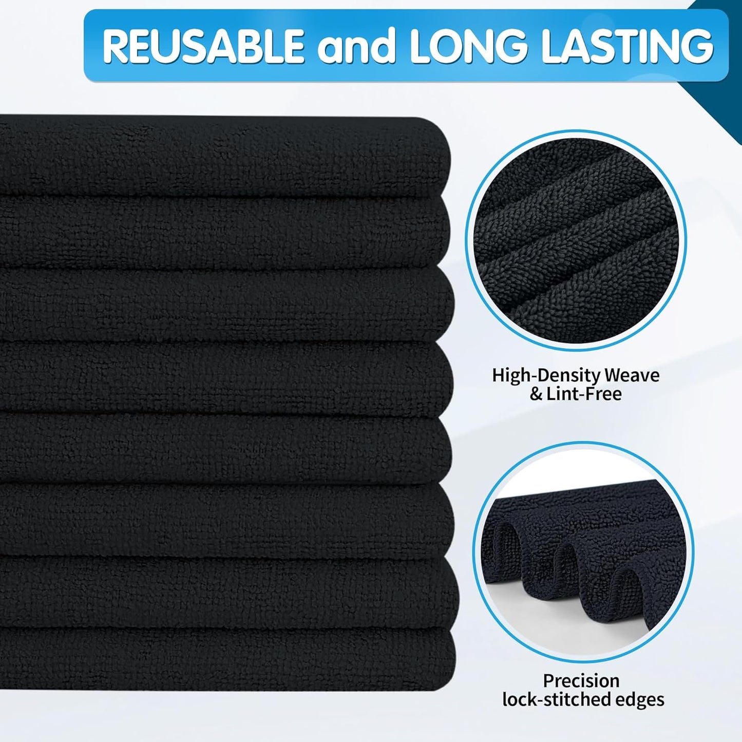 FIXSMITH Microfiber Cleaning Cloth - Pack of 50, Microfiber Towels for Cars 16 x 12 in, Highly Absorbent Cleaning Rags, Lint-Free, Streak-Free Cleaning Cloths for Car Kitchen Home Office