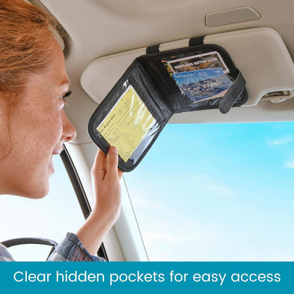 High Road Car Visor Organizer and Registration and Insurance Card Holder with Clear Document Pockets and 3 Card Holders - Vehicle Document Holder for Visor, Glove Box or Console