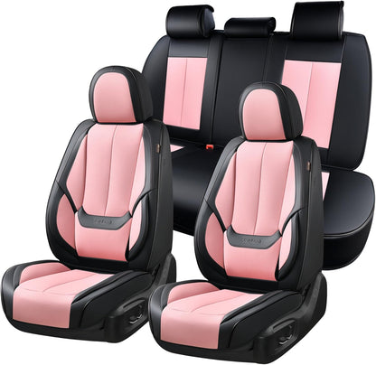 Coverado Seat Covers Full Set, Black Seat Covers for Cars 5 Seats, Car Seat Protector, Waterproof Nappa Leather Car Seat Cushion, Front and Rear Car Seat Cover Fit for Most Sedans SUV Pick-up Truck - Colors B