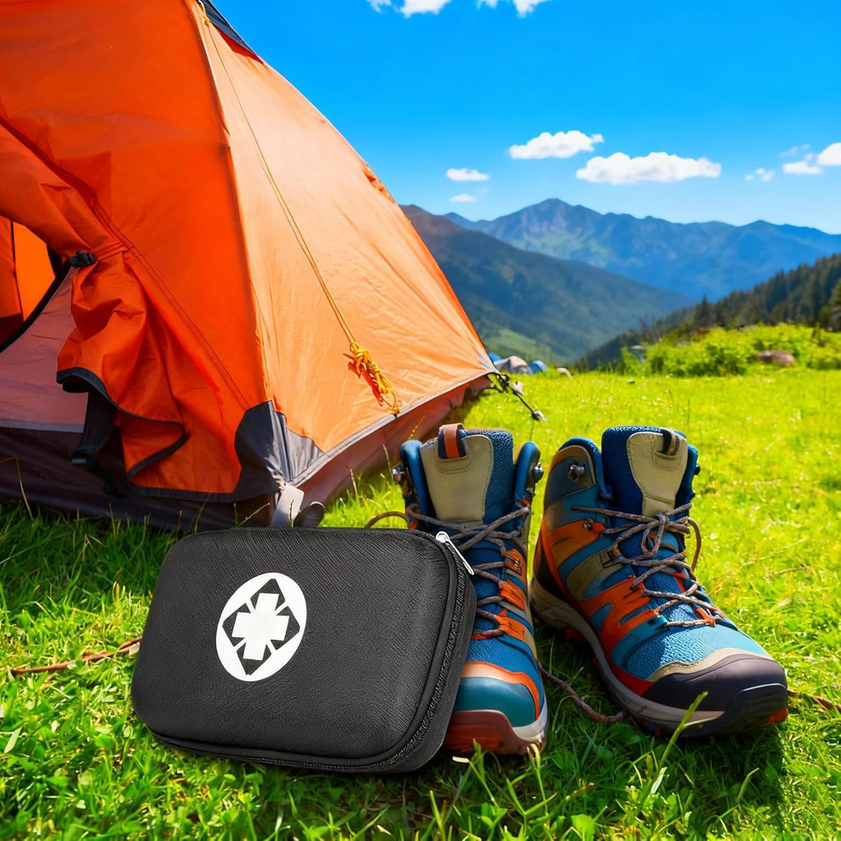 276PCS First Aid Kit Home Car Camping Hiking Emergency Supplies Small Compact Lovely Bag for School Outdoor, Basic Outdoor Essentials Survival Kit for Travel AMORNING