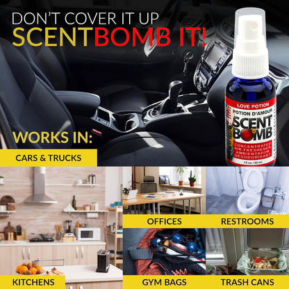 Scent Bomb Air Freshener Spray, Long-Lasting Odor Eliminator - Effective Deodorizer for Home & Car, Fresh Room Spray for Kitchen, Bathroom & Smell Neutralizer - 1 oz Pack of 4, Black Cherry Scent