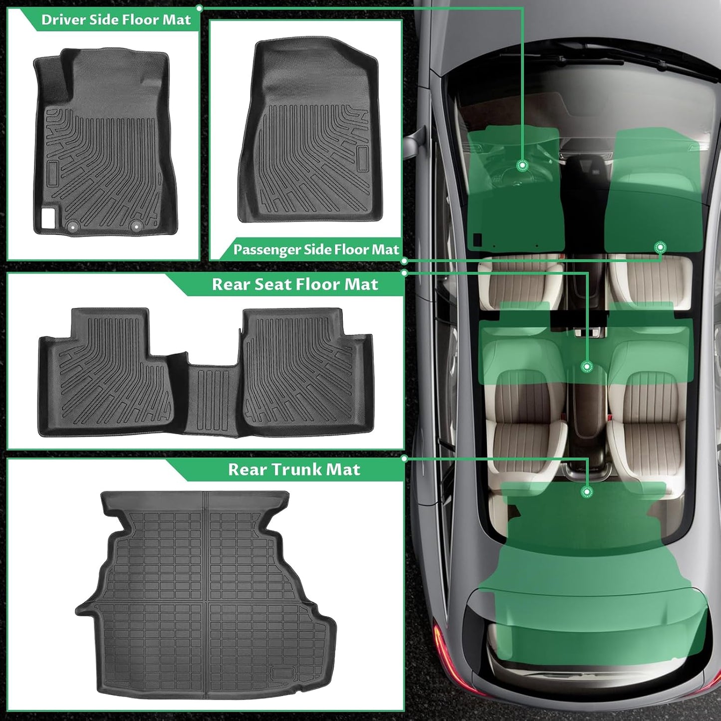Floor Mats & Cargo Liner for Toyota Camry 2002 2003 2004 2005 2006, ONLY Sedan, Front Rear Mats Custom All Weather Protection TPE, Anti-Slip Floor Mats Camry Accessories