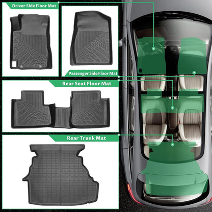 Floor Mats & Cargo Liner for Toyota Camry 2002 2003 2004 2005 2006, ONLY Sedan, Front Rear Mats Custom All Weather Protection TPE, Anti-Slip Floor Mats Camry Accessories