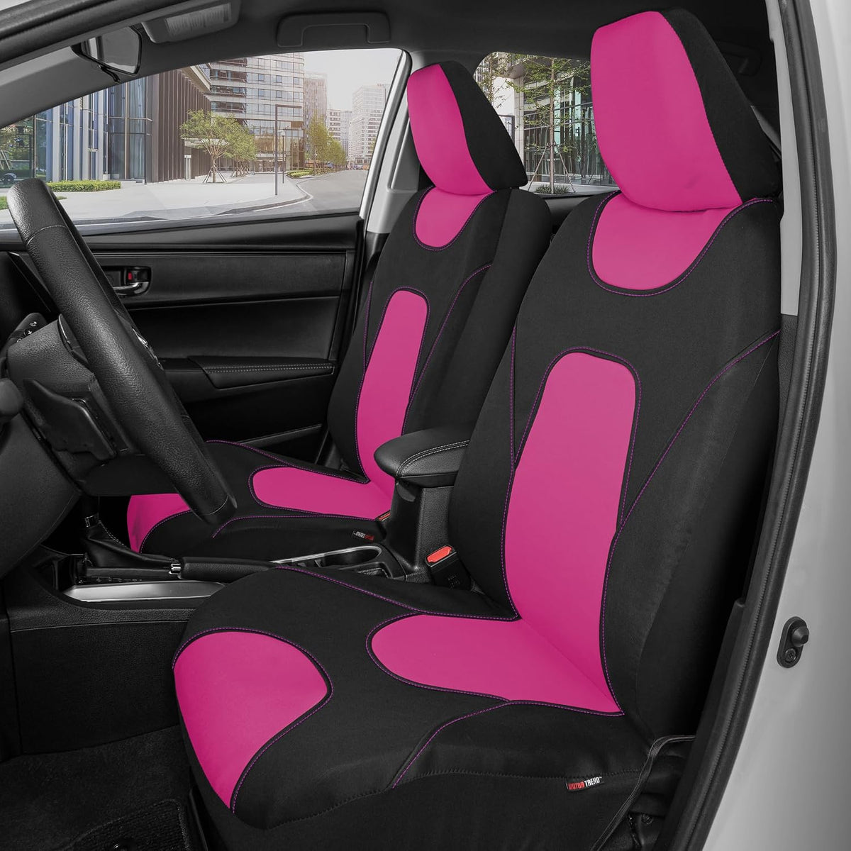 Motor Trend AquaShield Waterproof Front Seat Covers, Black Seat Covers for Cars – Neoprene Front Car Seats Cover, SUV Seat Covers Protector - Car Interior Cover for Auto, Trucks, & Dog Owners