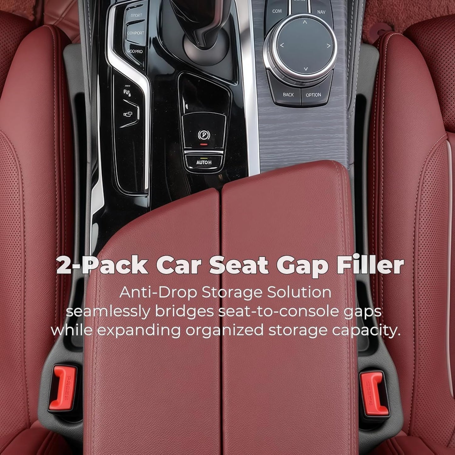 EnzeroTools Car Seat Gap Filler, 2-Pack No-Drop Seat Side Gap Seam Filler Organizer with Phone Holder, Universal Fit Fill The Gap Between Seat & Console, Perfect for Car, SUV, Truck