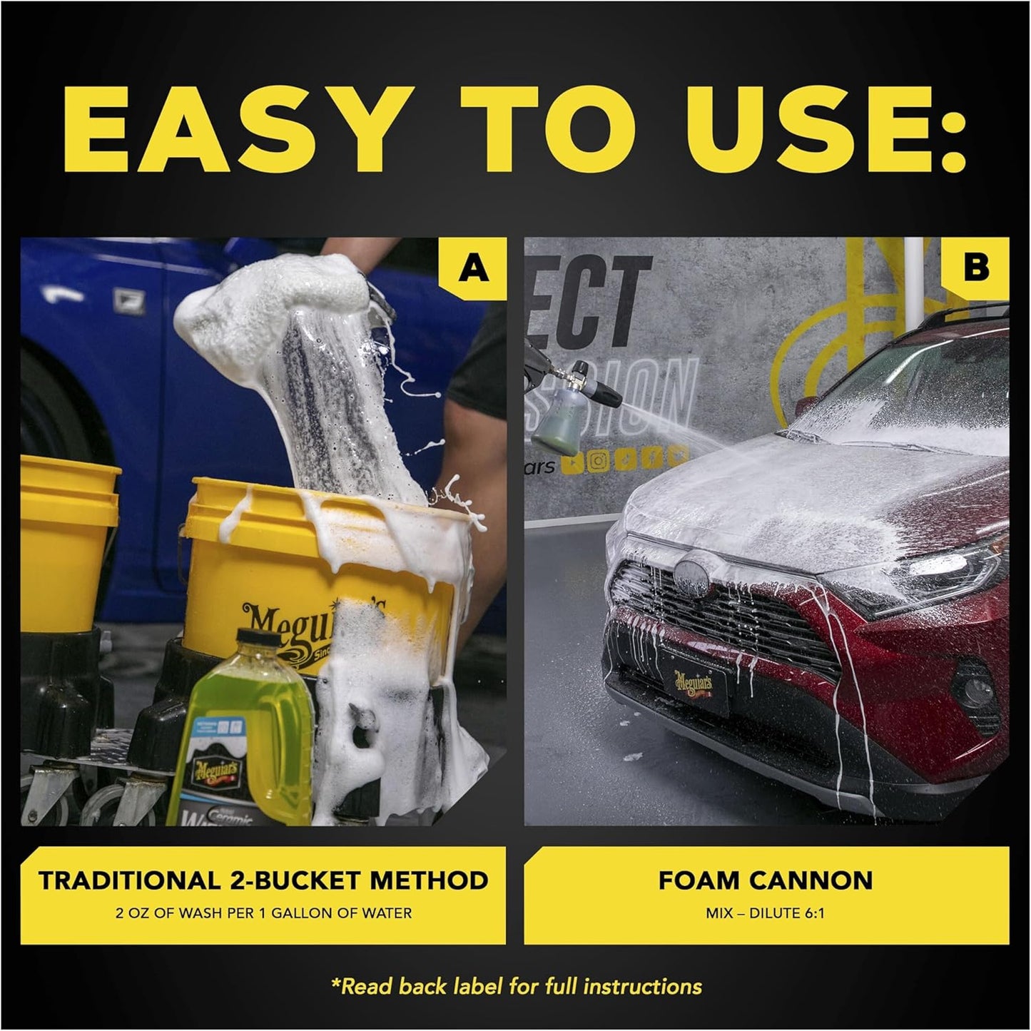 Meguiar's Hybrid Ceramic Wash & Wax - Sophisticated Car Wash Gently Cleans and Adds Shine and Slickness While Boosting Paint with Hybrid Ceramic Wax and Extreme Water Beading - 48oz