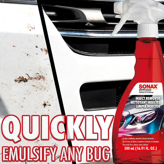 SONAX Insect Remover 533200 | High-Performance Bug Residue Cleaner for Paint, Glass, Chrome & Plastics | Solvent-Free Formula Loosens Tough Insect Deposits | Prevent Clear Coat Damage | | 500ml