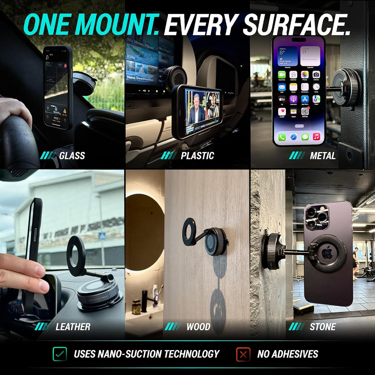 CARMOUNT Clutch-X™ Black – Vacuum Phone Mount Suction Cup Car Phone Holder for iPhone, Window Phone Mount for Travel, 360° Vacuum Magnetic Phone Holder for Car, Magnetic Phone Holder with Suction Cup