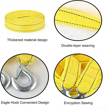 Tow Strap 118 Inch Heavy Duty 10,000 LB Capacity, Boat Winch Strap with Reinforced Loops, Recovery Tow Rope for Vehicle Off-Road & Marine Use, Boat Winch Strap with Hook Alternative
