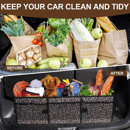 AOPHY Trunk Organizer for Car, 95L Large Capacity Trunk Storage with Non-Slip Bottom Strips, Cargo Organizer for Suv, Truck, Sedan, Waterproof Portable Car Organizers for Women Men(Pink)
