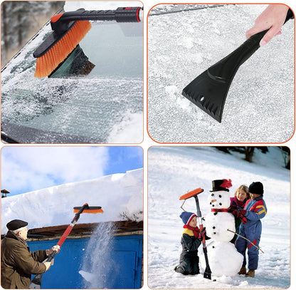 62.4" Snow Brush - Ice Scrapers for Car Windshield, 360°Pivoting Brush Head, Comfortable Foam Grip, Extendable Snow Removal Car Brush for Trucks SUVs, Essential Winter Tool