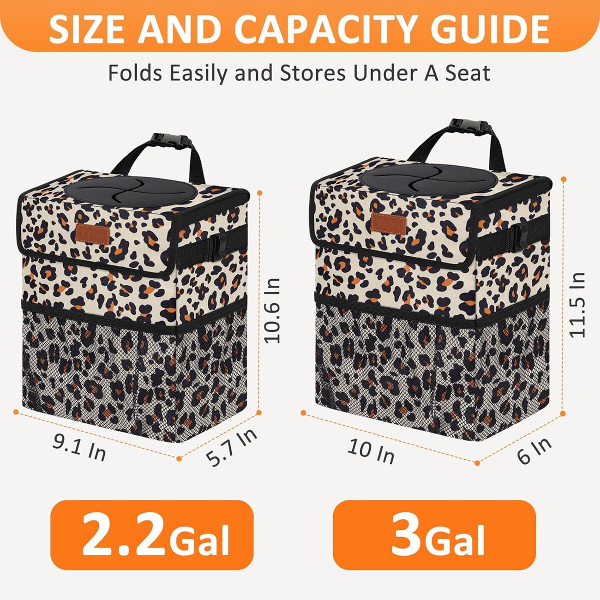 Vankor Car Trash Can Bin with Lid Hanging for Back Seat, Car Accessories for Women Men Leak Proof Automotive Garbage Cans Leakproof Vehicle Trash Can for Truck SUV Black