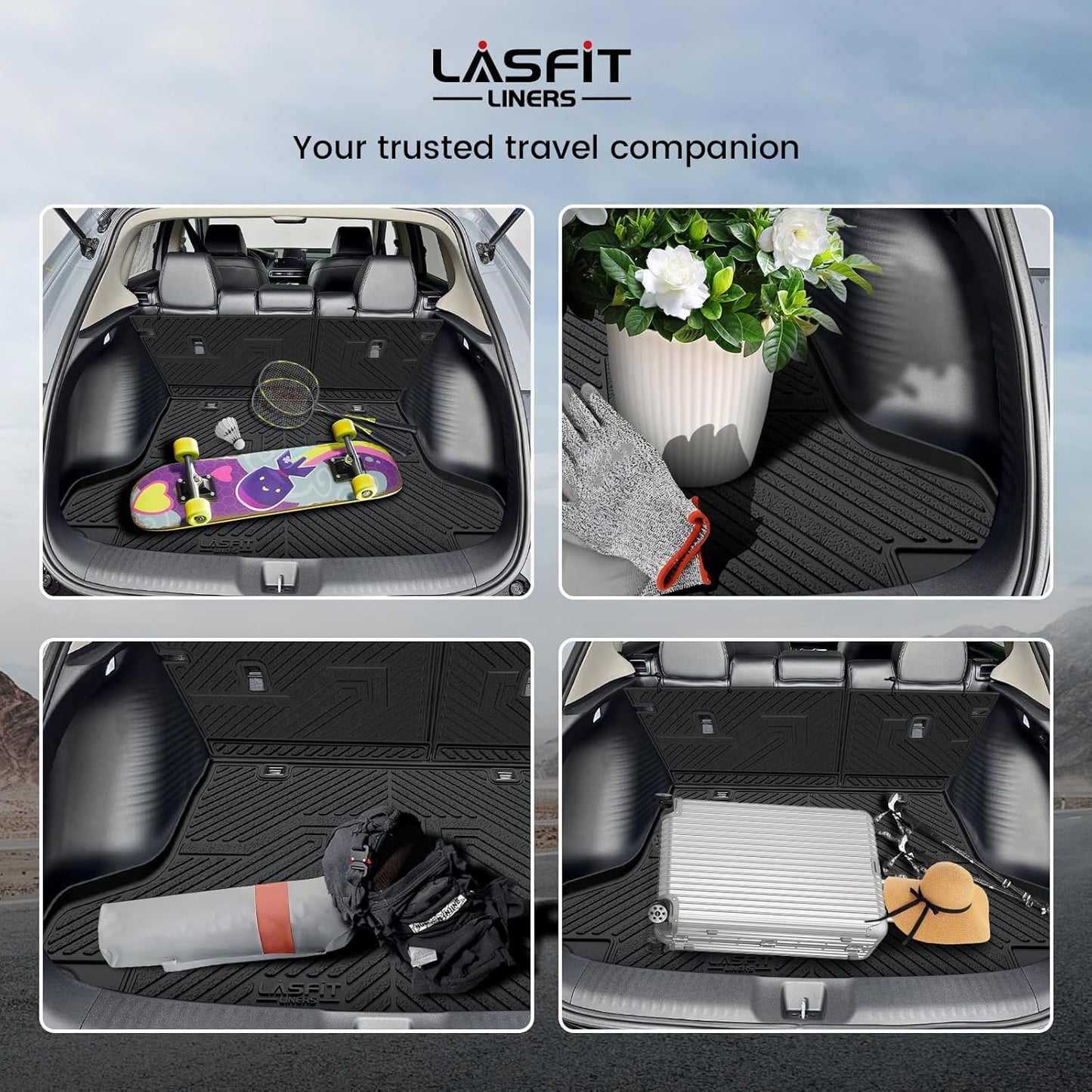 LASFIT Floor Mats for Honda CR-V 2026 2025 2024 2023 (Gasoline & Hybrid & e:FCEV), All Weather TPE Custom Fit Anti-Slip Pet Friendly Car Liners, 1st & 2nd Row Black