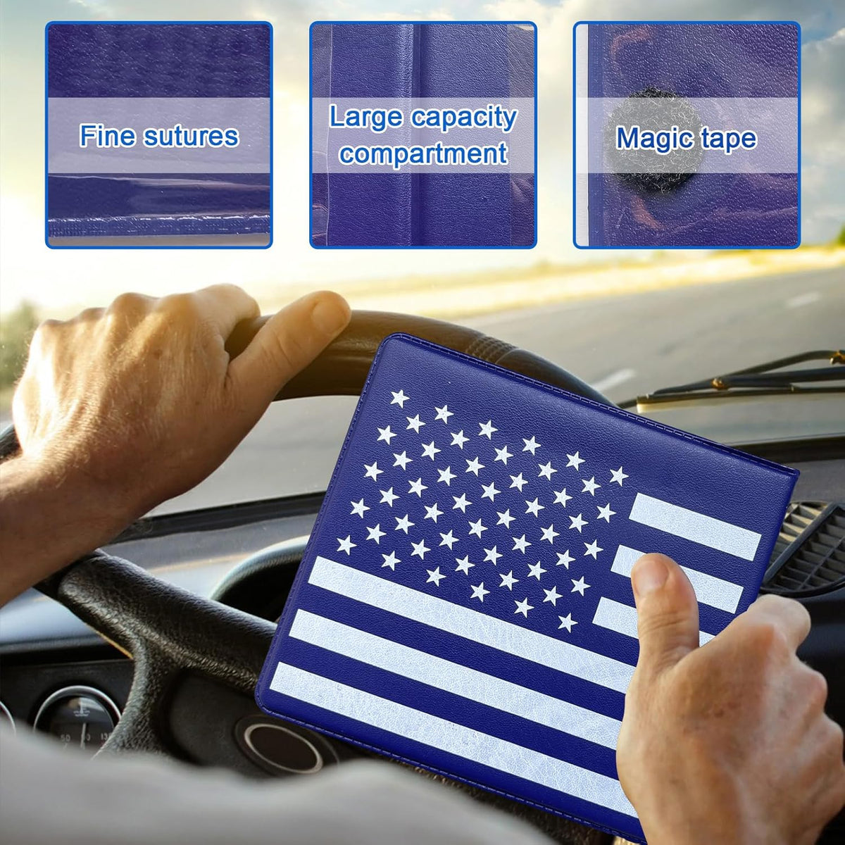 Ziciner Car Registration Insurance Holder, 2Pack Essential Auto Card Document Glove Box Organizer with Touch Fastener, Vehicle Interior Accessories Perfect for Most Car, Truck, SUV (Red/Small Car)