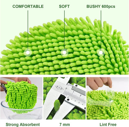 Ordenado 62" Car Wash Brush Kit Mitt Mop Sponge with Long Handle Chenille Microfiber Car Cleaning Brush Kit Supplies Car Washing Mop Kit Car Care Kit of Scratch-Free Replacement Head for Car RV Truck