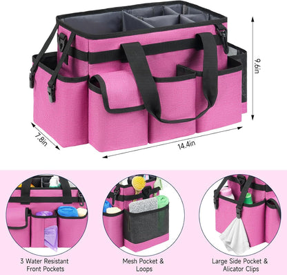 Cleaning Caddy,Cleaning Bag for Housekeepers,Cleaning Supplies Organizer with Handle,Black