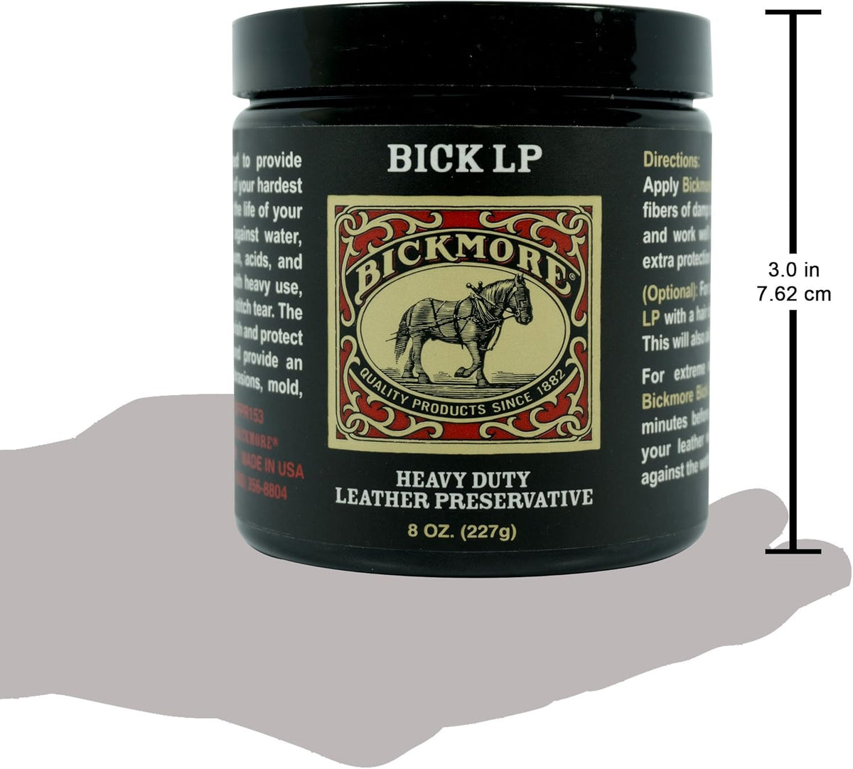 Leather Conditioner, Scratch Repair | Bickmore Bick LP 4oz - Heavy Duty LP Leather Preservative | Leather Protector, Softener and Restorer Balm for Dry, Cracked, and Scratched Leather | Made in USA