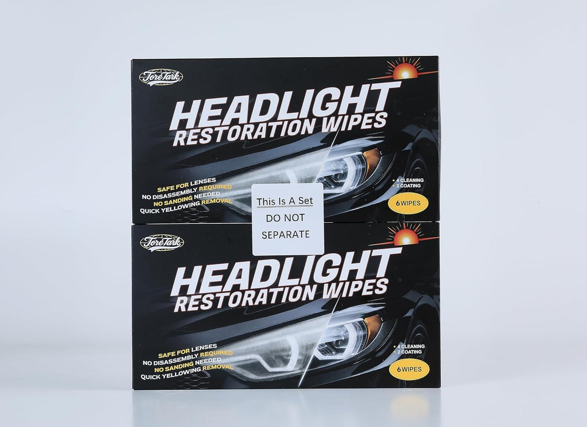 toretark Headlight Restoration Kit Wipes, 5-Min Fix, Restoring to Like-New Condition, Safe for OEM Lens, Headlight Restoration Wipes & Cleaning Wipes, Headlight Cleaner and Restorer Kit