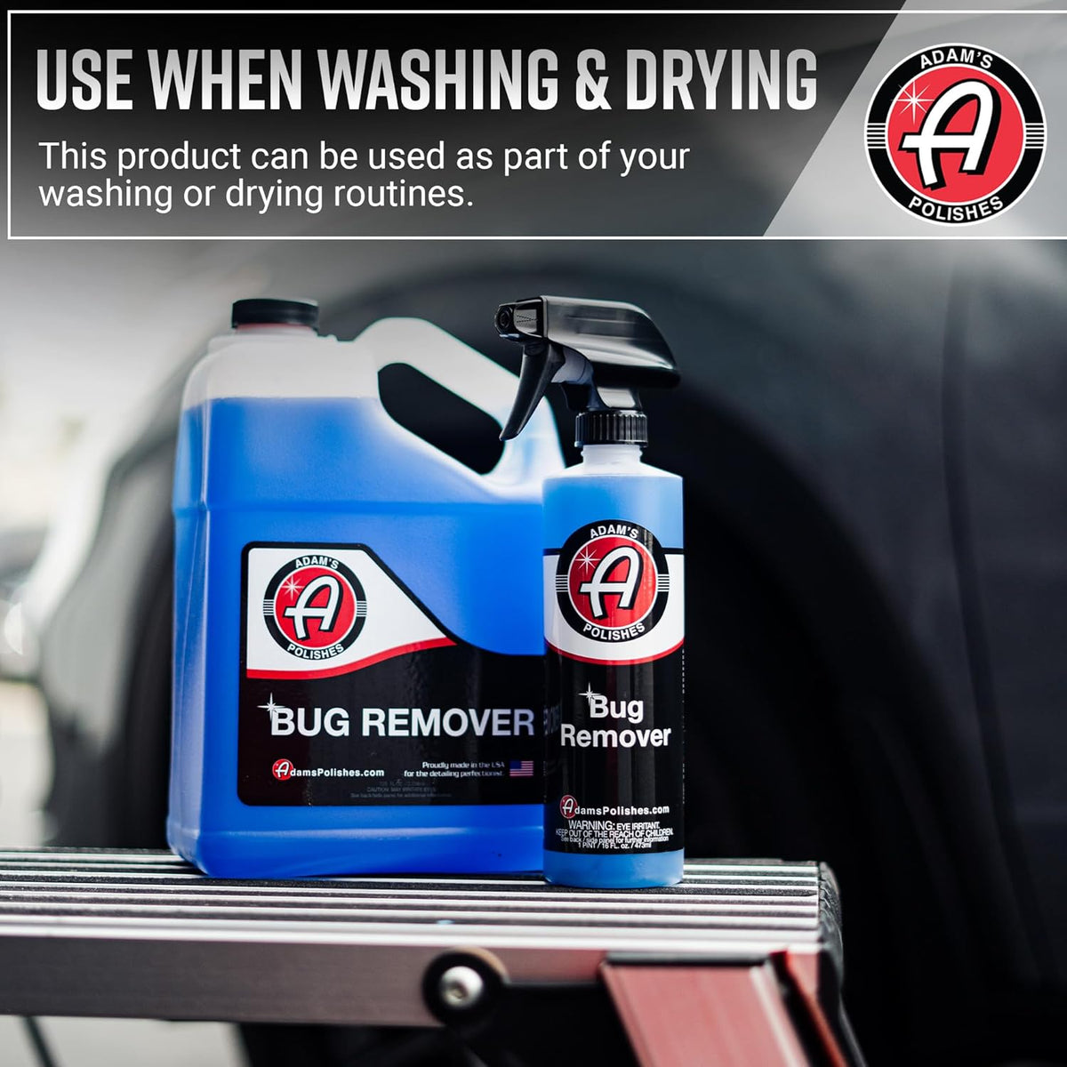 Adam's Car Bug Remover (16oz) - Powerful Car Bug Remover For Car Detailing | All Purpose Spray Removes Bug & Tar From Plastic, Rubber, Metal, Chrome, Glass, RV, Boat, Motorcycle