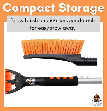 BIRDROCK HOME Snow Brush with Detachable Ice Scraper for Car - Flexible Snow Remover and Windshield Cleaning Tool with Wide Bristle Brush - Winter Sweeper for Auto, SUV - Size: 24" L x 9" W - 1 Pack