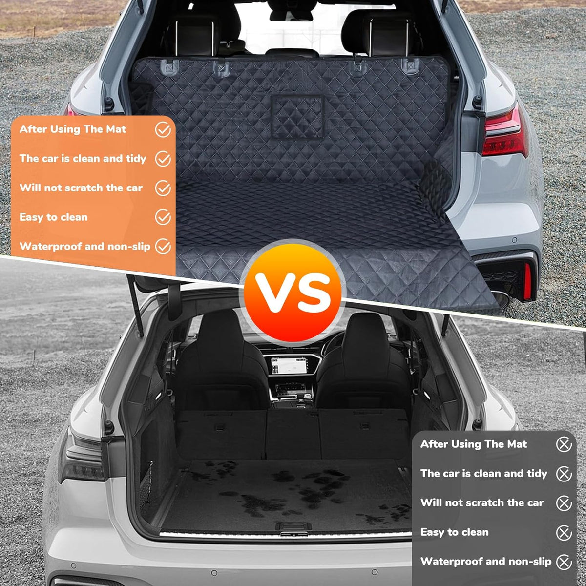 SUV Cargo Liner for Dogs, 200 * 135cm Pet Dog Car Seat Cover with Side Flaps for SUVs Backseats, Dog Car Trunk Seat Protector Cover Mat for Universal Car Trunk Pet (79inch*53.14inch)