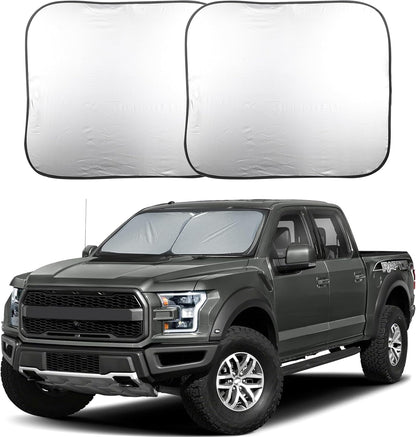 EcoNour 2 Piece Foldable Car Windshield Sun Shade – UV & Heat Protection, Interior Cooling, Durable Upgraded Design, Easy Fold, Front Window Sunshade - Medium (31" L x 28" W)