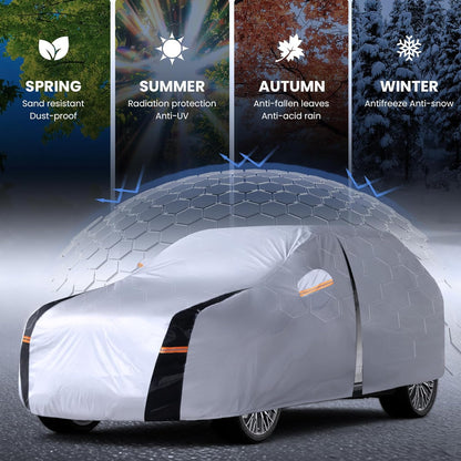 Large SUV Car Cover for Chevy Suburban 100% Waterproof All Weather, Heavy Duty Outdoor Full Exterior Covers Rain Sun Wind UV Protection. - Colors B