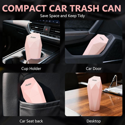 Car Trash Can with Lid - 2-Pack, Interior Accessories for Vehicles, Leakproof Garbage Can with 30 Detachable Trash Bags, Multipurpose Organizers and Storage Solutions for Home and Office