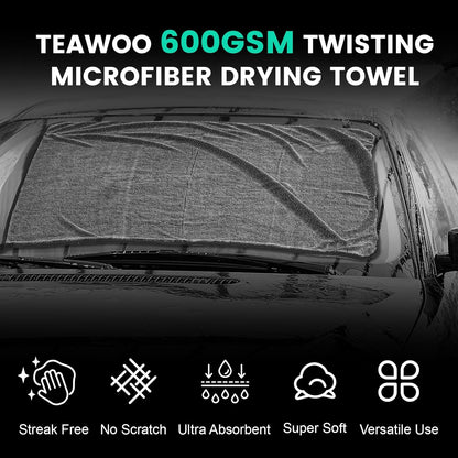 TEAWOO 3-Pack Microfiber Towels for Cars (24" x 35"), Extra Large Super Absorbent Car Drying Towel, Drying Towel for Car & Trucks, Car Towels Drying with No Streaks & Scratches