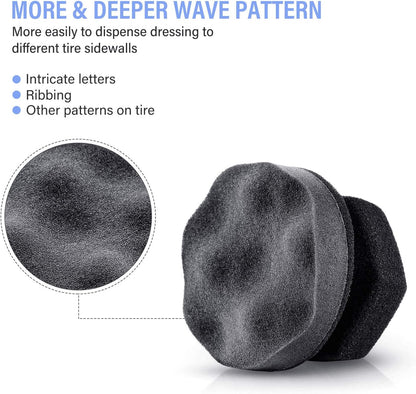 BBTO 6 Pcs Tire Hex Grip Dressing Applicator Washable Shine Applicator Dressing Pad Car Detailing Foam Sponge Reusable Cleaner Sponge for No Slip Tire