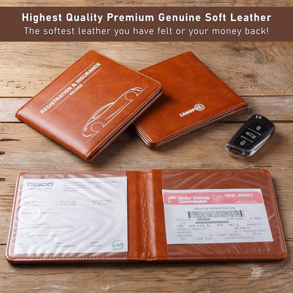 CANOPUS Car Registration & Insurance Holder with Magnetic Closure, Vehicle Document Organizer, Auto Glove Box Wallet, Includes 2 EZ Pass Strip Sets – Truck