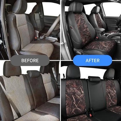 EKR Tacoma Car Seat Covers Custom Fit for Toyota Tacoma (Petrol) 2024 2025 2026 DoubleCab/CrewCab SR/SR5/TRD Sport/TRD Off-Road/Limited -Truck Seat Covers Full Set,Faux Leather(Black)