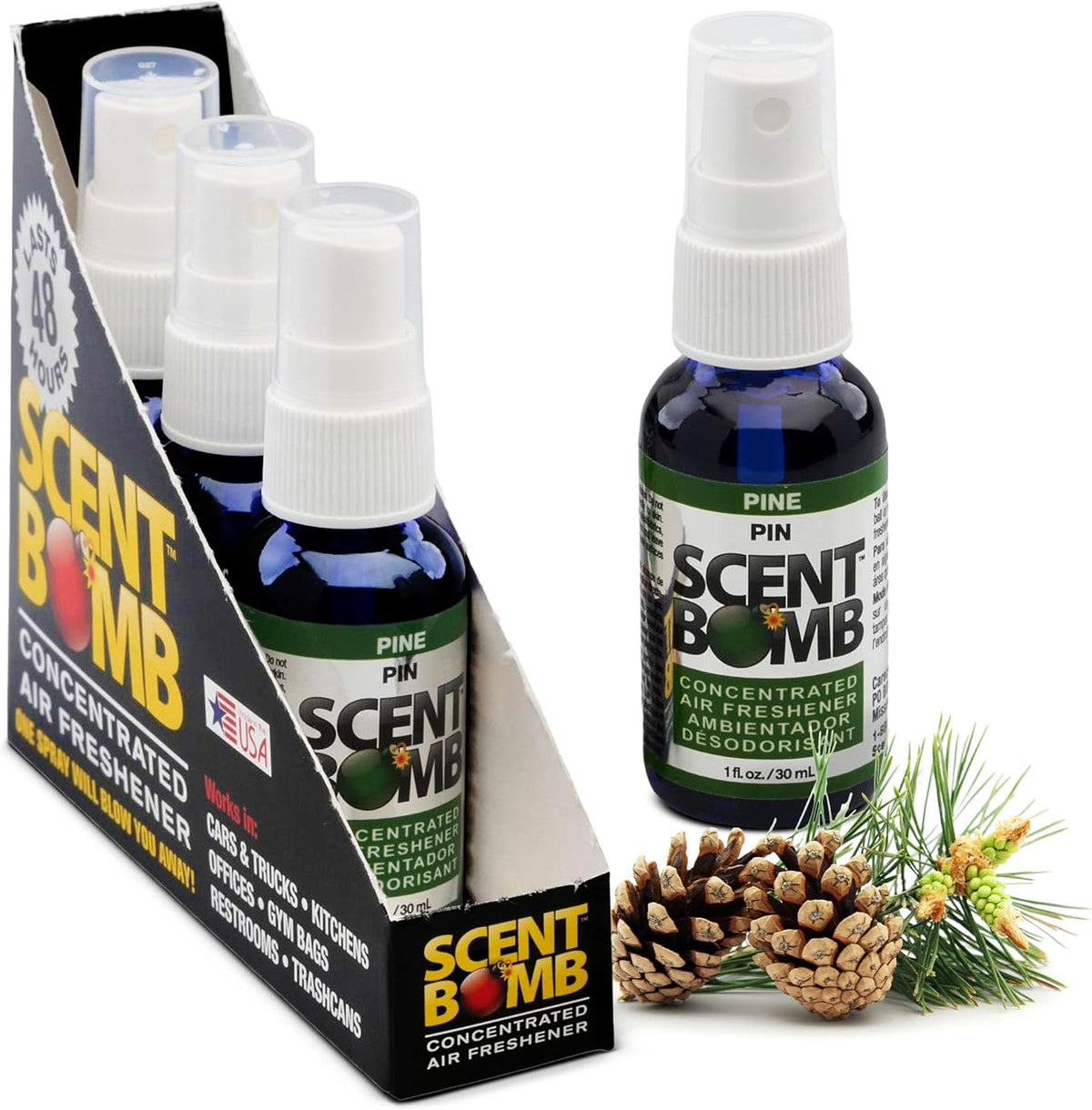 Scent Bomb Air Freshener Spray, Long-Lasting Odor Eliminator - Effective Deodorizer for Home & Car, Fresh Room Spray for Kitchen, Bathroom & Smell Neutralizer - 1 oz Pack of 4, Black Cherry Scent
