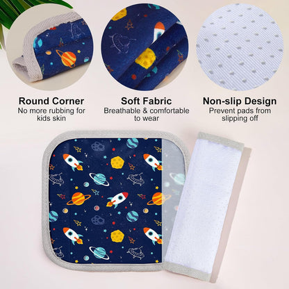 Seat Belt Cover Pad for Baby, Soft Seatbelt Cushion Covers for Kids 2Pcs Car Seat Strap Shoulder Pads for All Car Seats, Stroller, High Chair,Blue Dinosaur