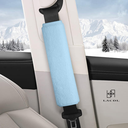 LACDL Extra Long Seatbelt Cover Super Soft Furry for Adults Kids Women & Men, Thick Plush Full Car Seat Belt Strap Cushion, Fluffy Shoulder Pad Protector, Auto Interior Accessories, 1pc, Black, 15.5in