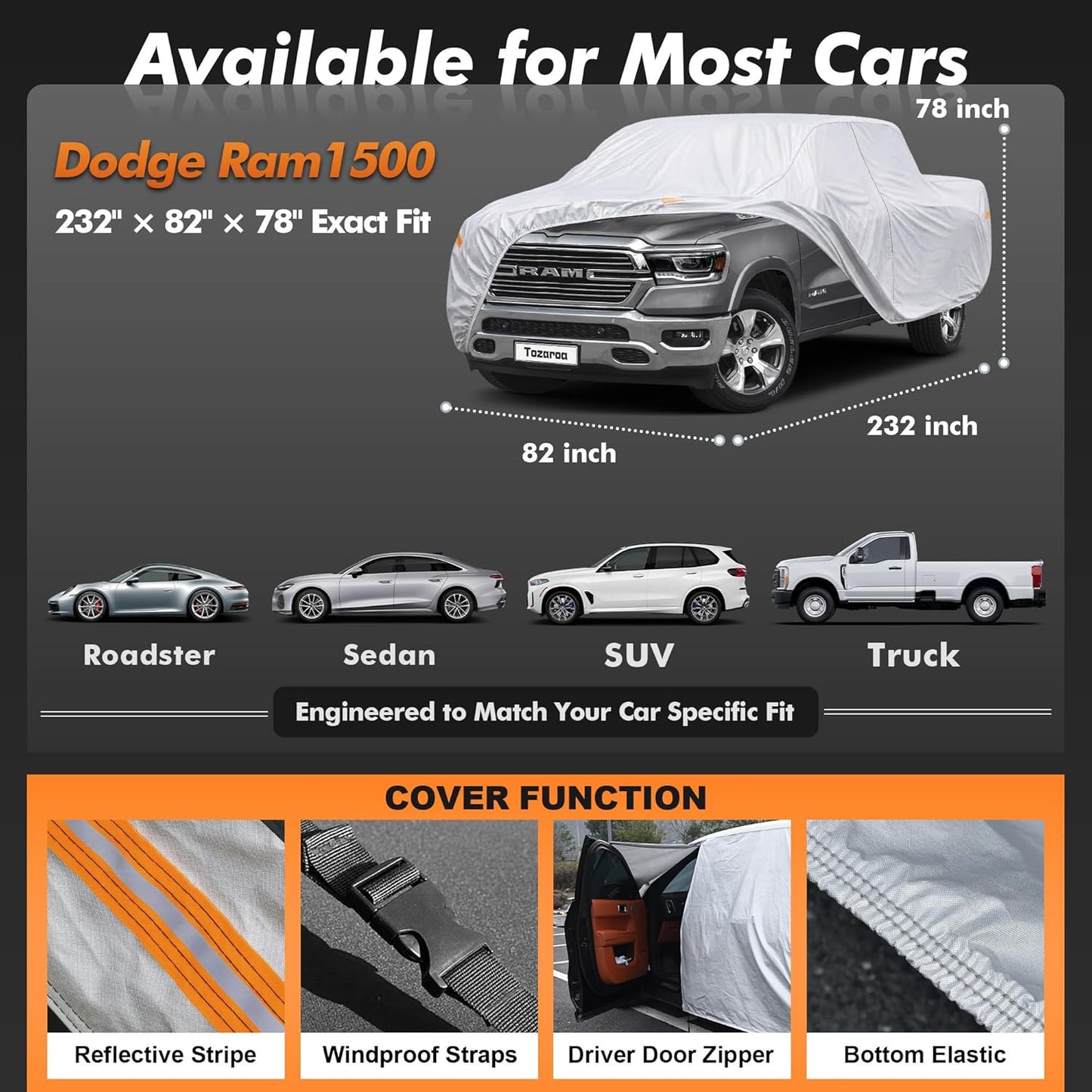 Car Cover Waterproof All-Weather,Heavy-Duty Outdoor Full Exterior Automobiles Sedan/Coupe (Length 186-193 inch) with Windshield Sun Shade Universal Fit Toyota Camry, Tesla Model 3, Accord etc