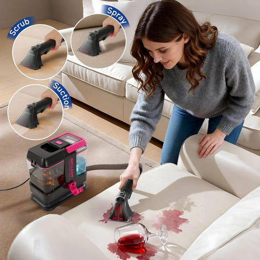 WECLEAN C5 Portable Carpet Cleaner Upholstery Deep Cleaner, Deep Cleaning for Carpet,Car Couch, with Deep Cleaning Solution,Blackpink