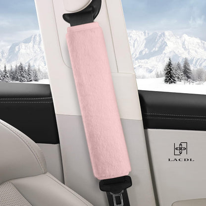 LACDL Extra Long Seatbelt Cover Super Soft Furry for Adults Kids Women & Men, Thick Plush Full Car Seat Belt Strap Cushion, Fluffy Shoulder Pad Protector, Auto Interior Accessories, 1pc, Black, 15.5in
