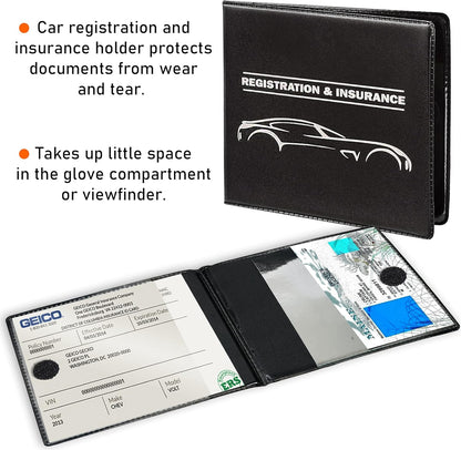 CANOPUS Car Registration and Insurance Holder, Car Document Holder, Vehicle Registration and Insurance Card Holder, Wallet for Auto, Trailer, Motorcycle, Truck, Vehicle Paperwork Organizer (2 Pack)