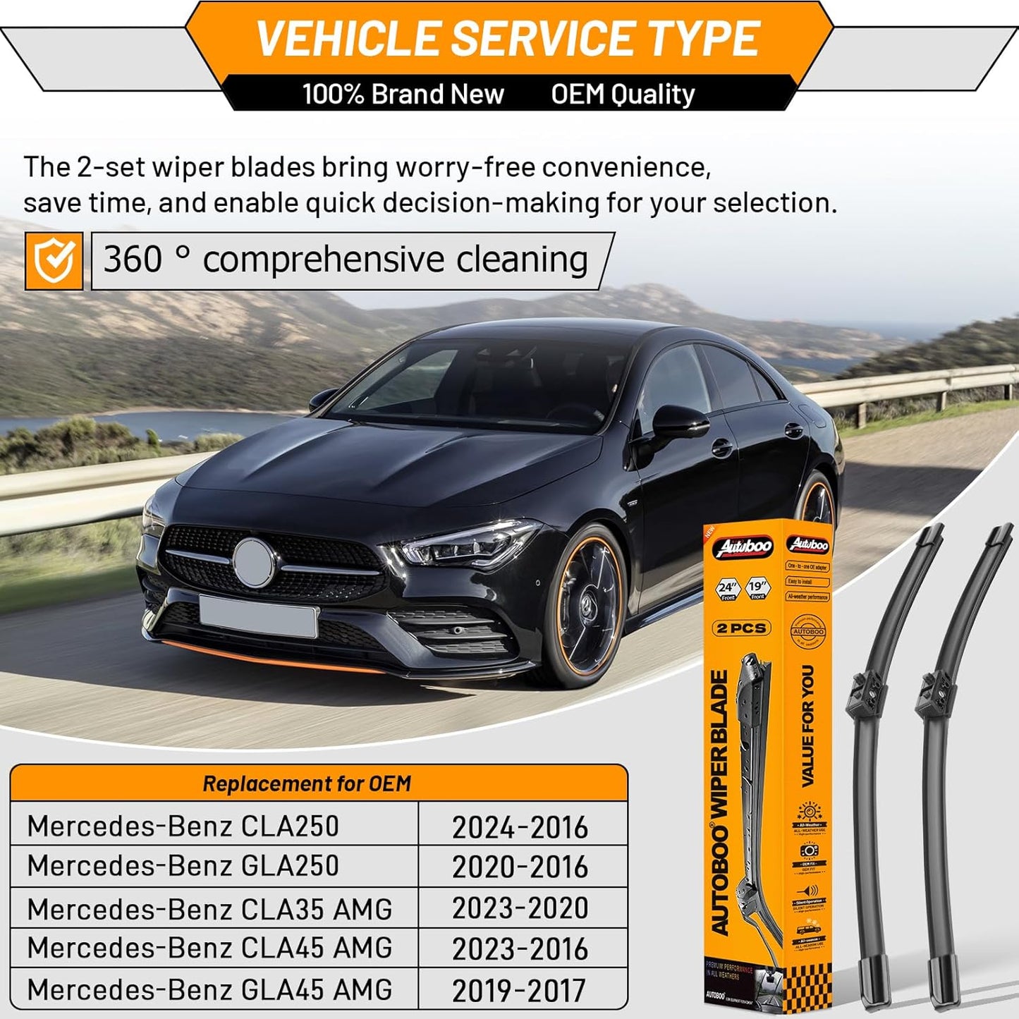 AUTOBOO 26"+19" Windshield Wipers Replacement for Tesla Model 3 2017 2018 2019 2020 2021 2022 2023 2024 2025 Model Y 2020 2021 2022 2023-2025 -Original Factory Quality (Pack of 2) - Colors B