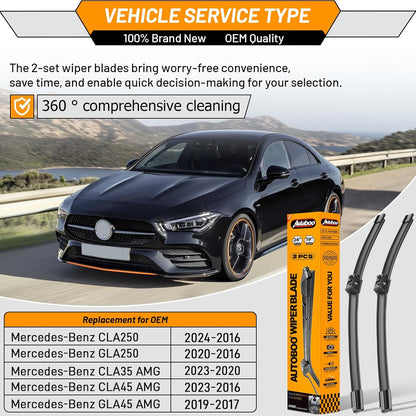 AUTOBOO 26"+19" Windshield Wipers Replacement for Tesla Model 3 2017 2018 2019 2020 2021 2022 2023 2024 2025 Model Y 2020 2021 2022 2023-2025 -Original Factory Quality (Pack of 2) - Colors B