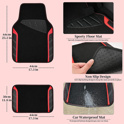 CAR PASS Air Mesh Leather Car Seat Covers Full Set, Waterproof Car Floor Mats, Sporty Steering Wheel Cover 14.5-15in, Universal Fits for 95% Cars Truck SUV (Black and Blue)