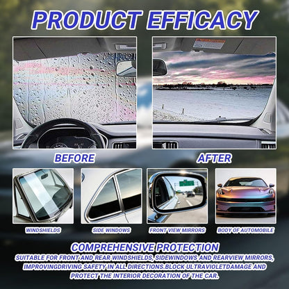 Car Oil Film Removal Spray, Clear Vision Glass Cleaner, 100ml Clear Vision Windshield Cleaner with Microfiber Cloths, Quick Coating for Automotive Windows and Rearview Mirrors