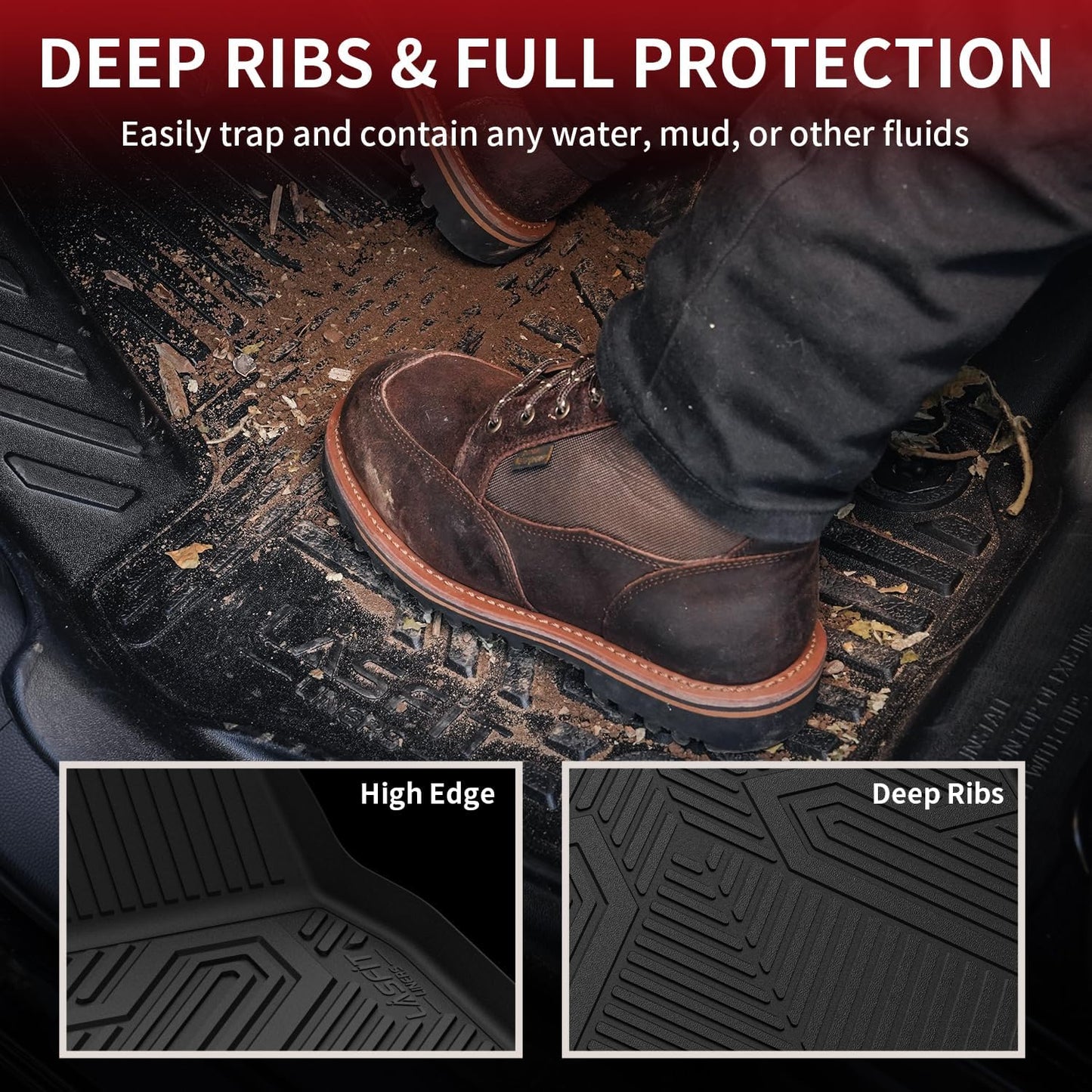 LASFIT Floor Mats for Honda CR-V 2026 2025 2024 2023 (Gasoline & Hybrid & e:FCEV), All Weather TPE Custom Fit Anti-Slip Pet Friendly Car Liners, 1st & 2nd Row Black